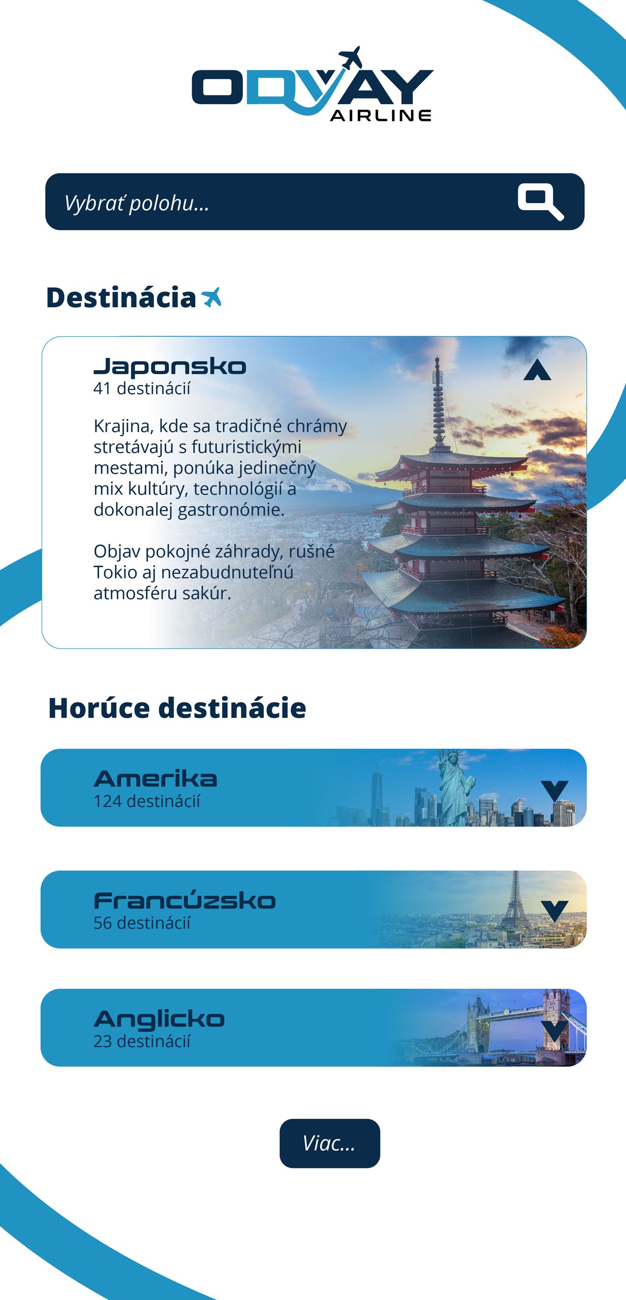 ODYAY Airline mobilná aplikácia